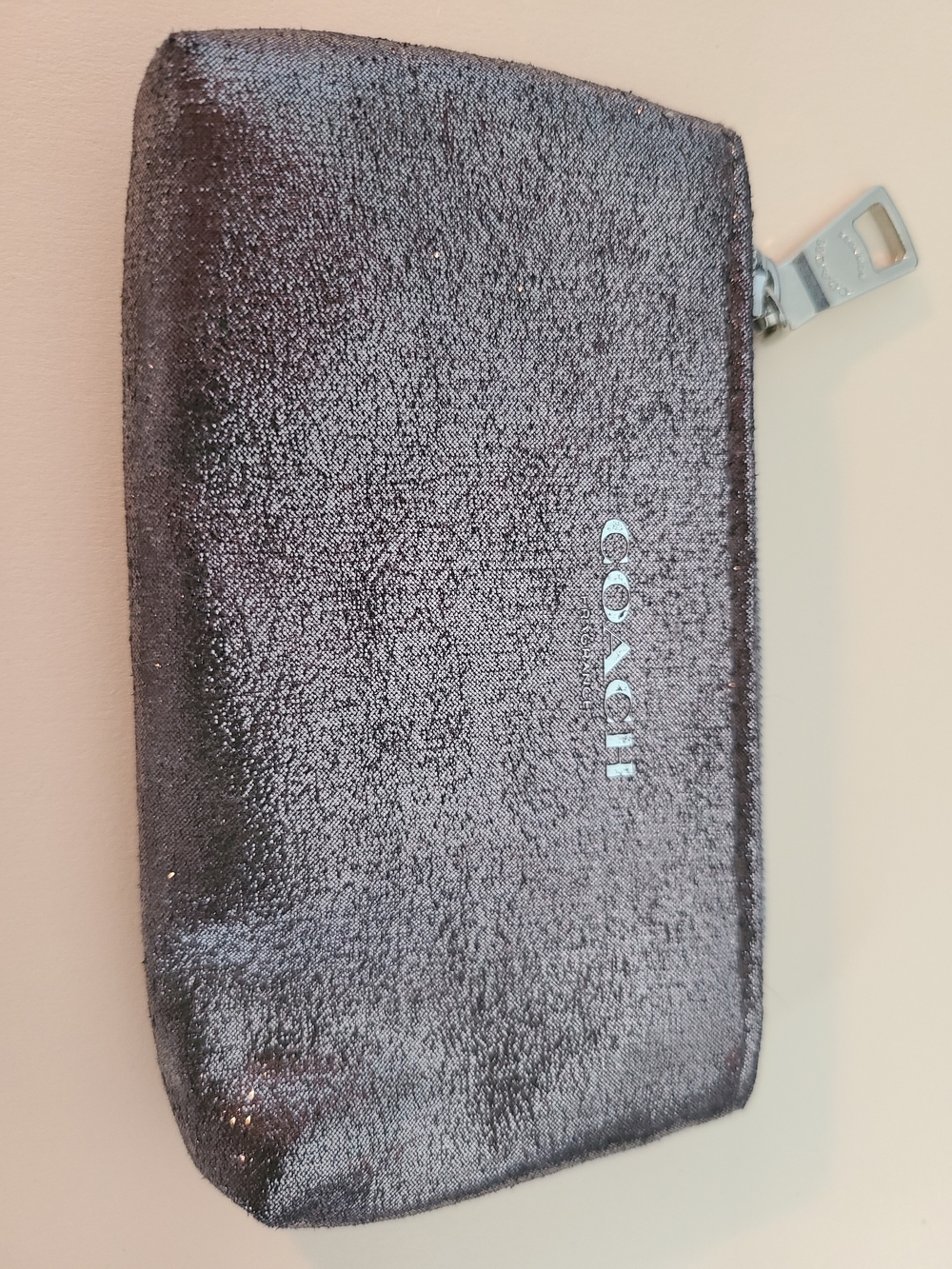 COACH Metallic Black Tech Pouch - Compact Phone & Accessory Case